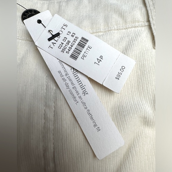 Talbots Women's Corduroy Straight Leg Pants Size 14P 14 Petite Cream NWT! - Picture 6 of 8